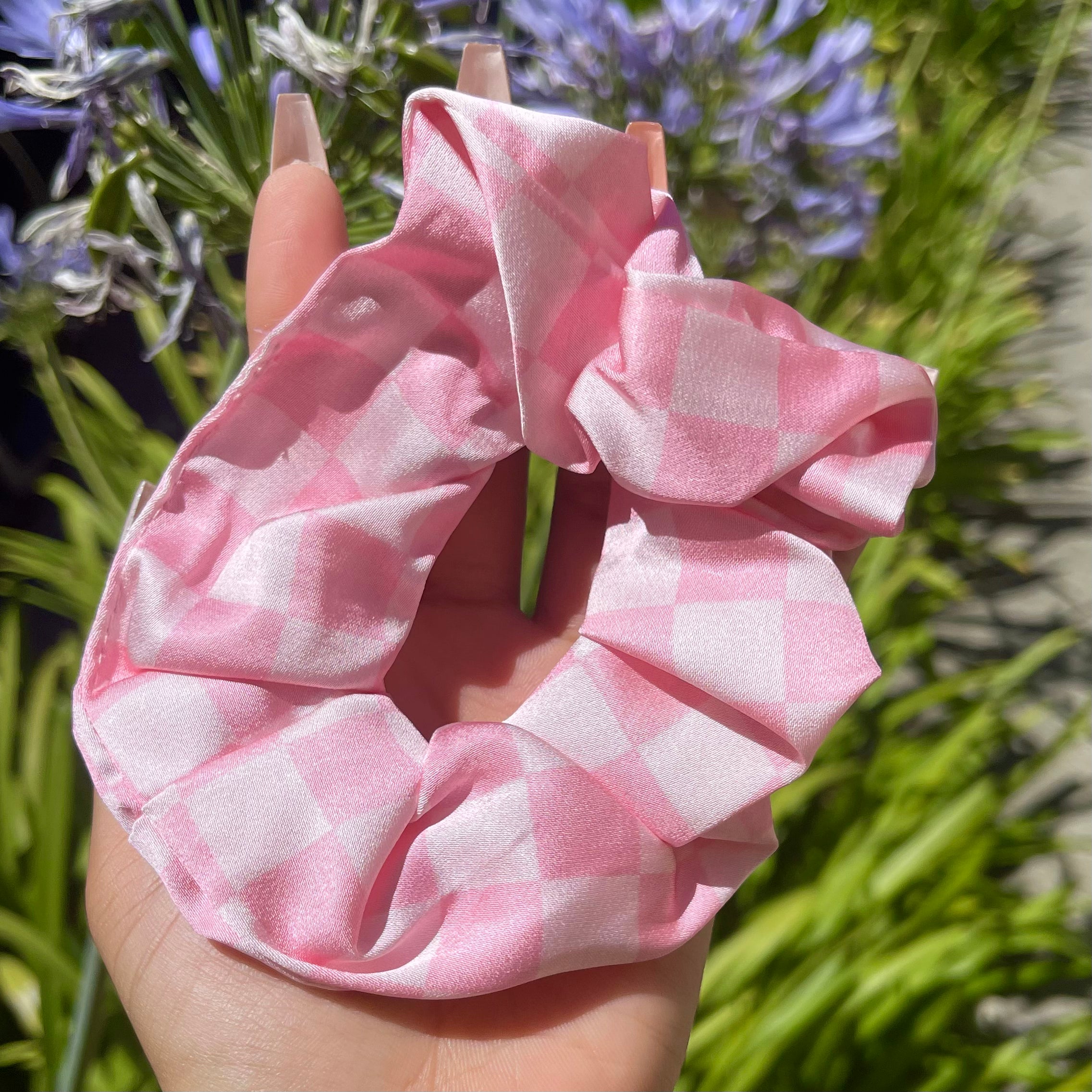 LV Inspired Bubblegum Pink Scrunchie - Designer Handmade