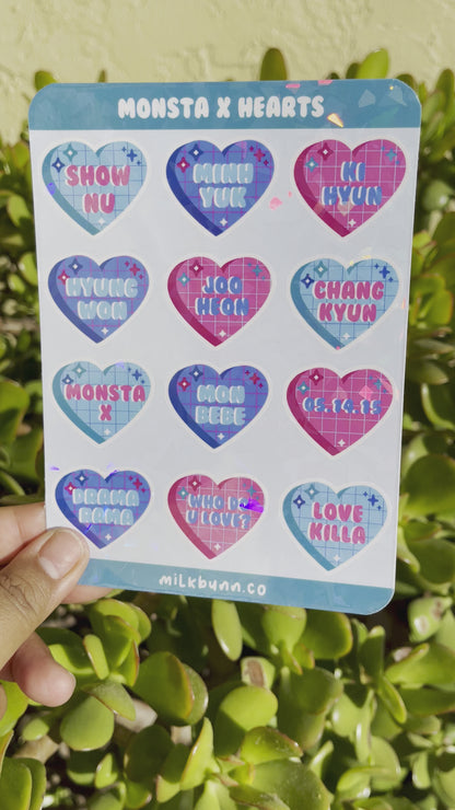 Monsta X Holo Hearts Stickers