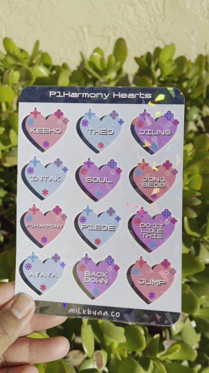 P1Harmony Holo Hearts Stickers