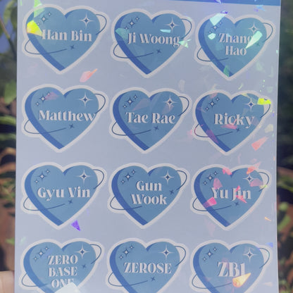 ZeroBaseOne Holo Hearts Stickers