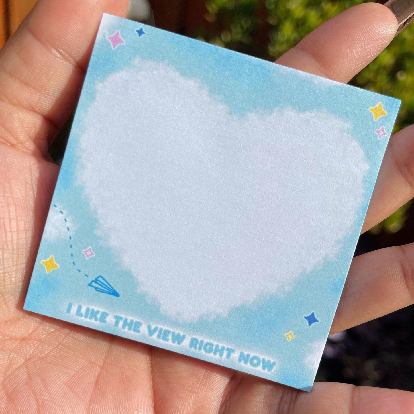 SKZ The View Sticky Notes - MilkBunn Co. Stray kids The View inspired stationery. Day view, white heart shaped cloud.
